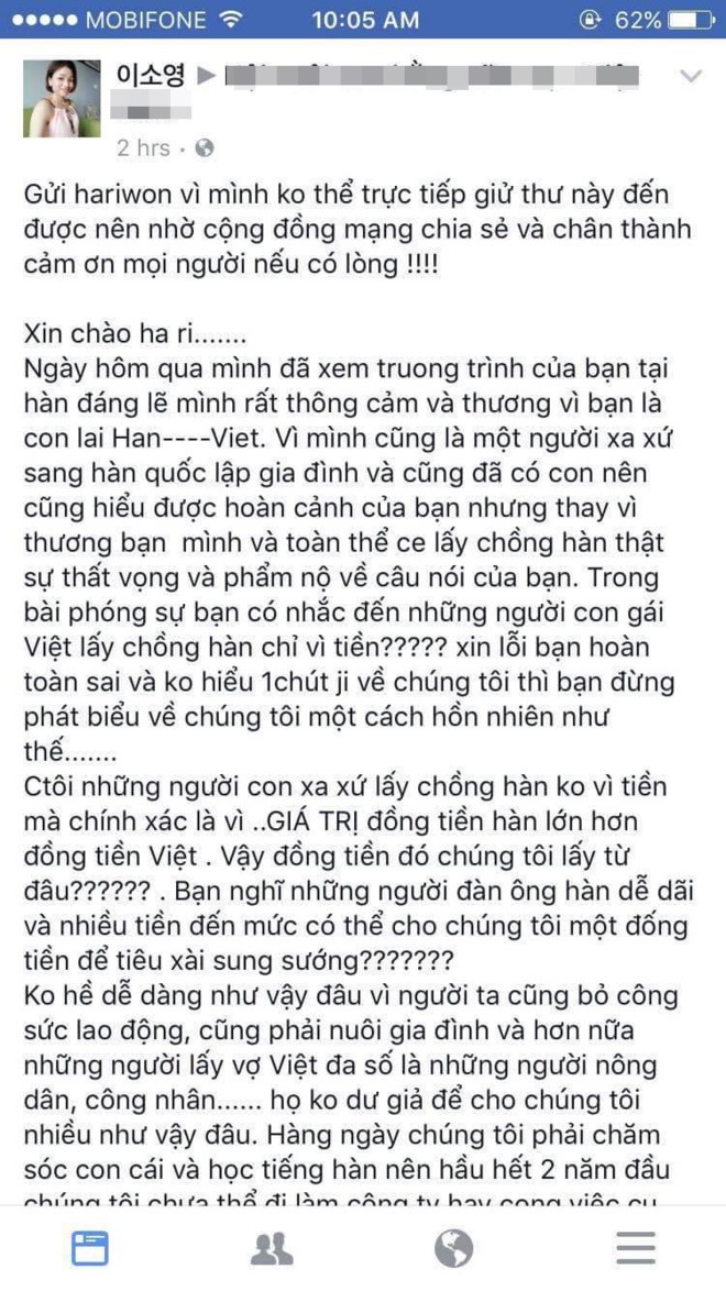Hari Won phat ngon soc: "Phu nu Viet lay chong Han chi vi tien"